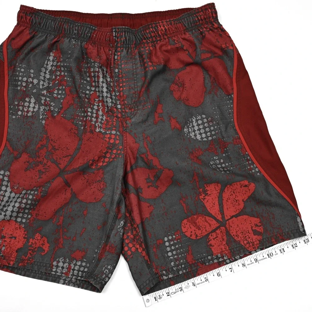 Nike Floral Beach Shorts Large/XL Embroidered Logo Y2K‎ Swim Retro Mesh Lined
